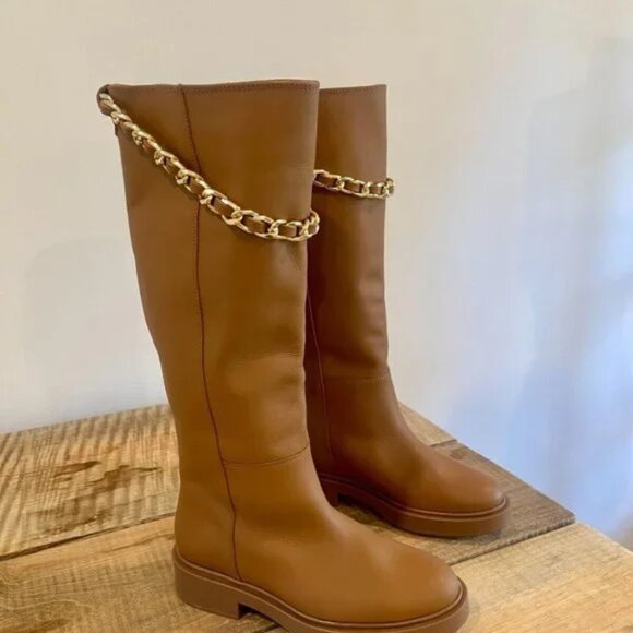 Alohas Brown Leather Pier Boots With Chain Size  EU 40 (US 9) - Picture 8 of 11